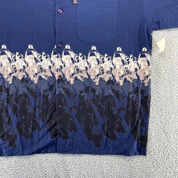 Vintage Motorcycle Shirt Men's Extra Large Blue Graphic All over Print Biker y2k - Picture 2 of 9